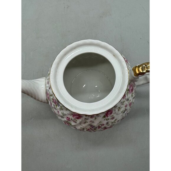 lefton goffon Rose Bone China Gold Trim Floral Pattern Japan Teapot Lid 7236READ - Picture 8 of 13